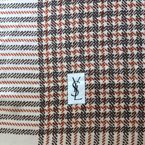 Yves Saint Lauren Couture Silk Square Scarf Neutral Colors Houndstooth pattern - Picture 8 of 16